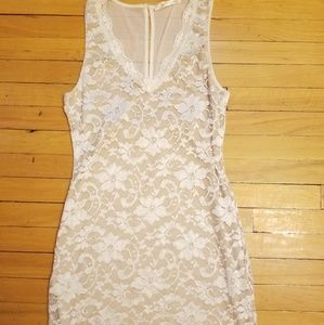 Sleeveless Nude Lace Dress